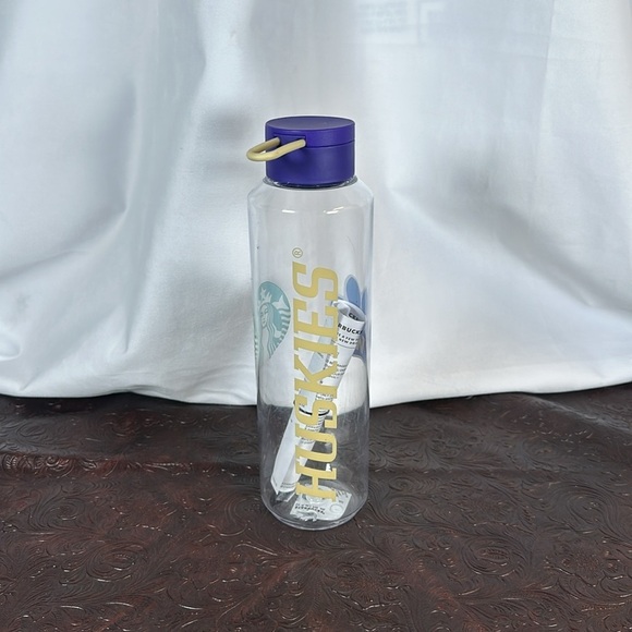Starbucks Clear Water Bottle with Purple Cap UW - Picture 3 of 4